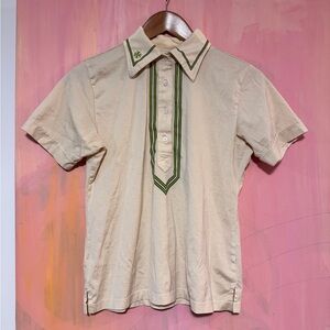 NWOT Tory Burch cream and green cotton polo